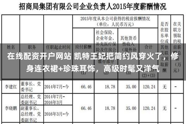 在线配资开户网站 凯特王妃把简约风穿火了，修身连衣裙+珍珠耳饰，高级时髦又洋气