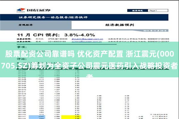 股票配资公司靠谱吗 优化资产配置 浙江震元(000705.SZ)筹划为全资子公司震元医药引入战略投资者